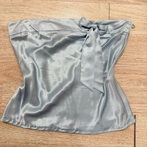 kenzie Silver Satin Strapless Bow Camisole
